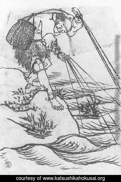 Katsushika Hokusai - Study of a Cormorant Fisherman