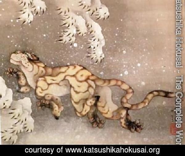 Katsushika Hokusai - Old Tiger in the Snow