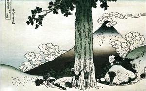 Katsushika Hokusai - Measuring a Pine Tree at Mishima Pass in Ko Province