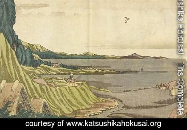 Katsushika Hokusai - View of the beach at low tide Noboto from the coast to Gyotoku