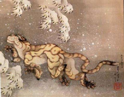 Old Tiger in the Snow by Katsushika Hokusai
