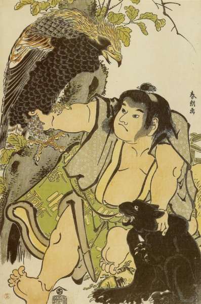 Kintaro and the Wild Animals by Katsushika Hokusai