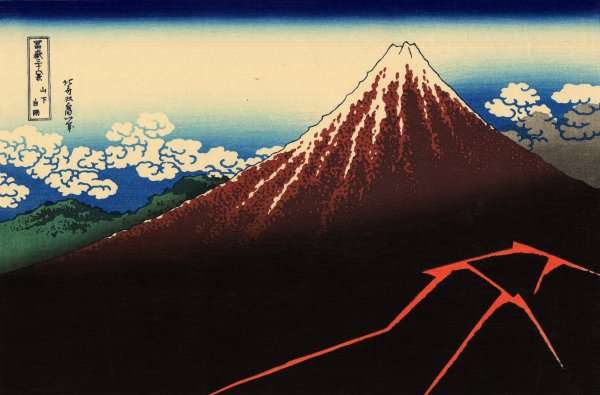 Shower Below the Summit (Sanka hakuu) by Katsushika Hokusai