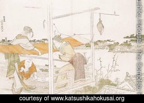 Katsushika Hokusai - Stretching Cloth