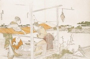 Katsushika Hokusai - Stretching Cloth