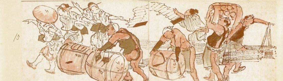 Katsushika Hokusai - Men Rolling Casks