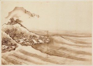 Katsushika Hokusai - Landscape with a Seaside Village