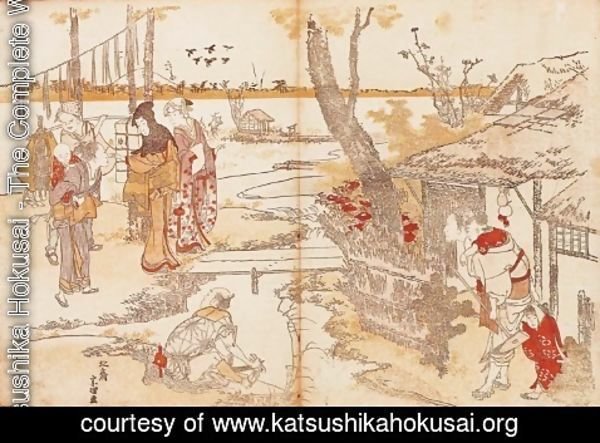 Katsushika Hokusai - Peasants by a Stream