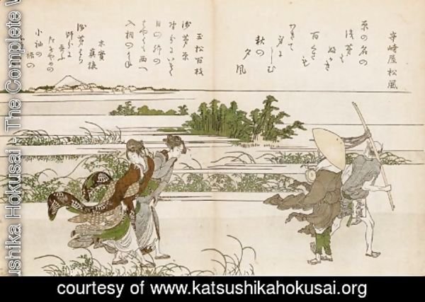 Katsushika Hokusai - Women Struggling in the Wind