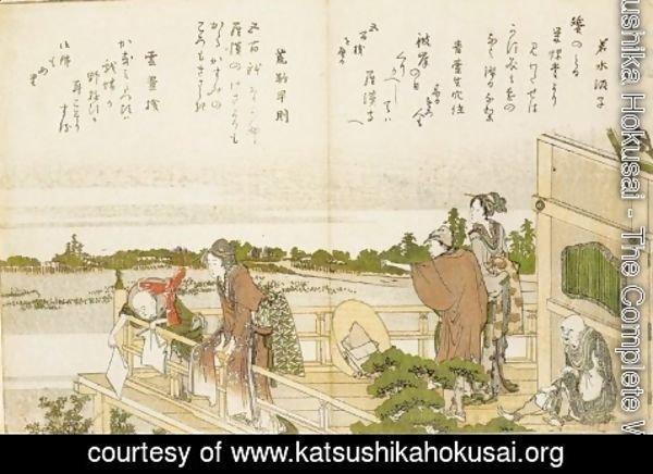 Katsushika Hokusai - People on the Balcony of the Sazaido