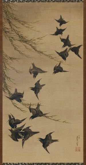 Katsushika Hokusai - Willow and Birds