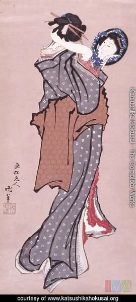 Katsushika Hokusai - Woman Looking in Mirror