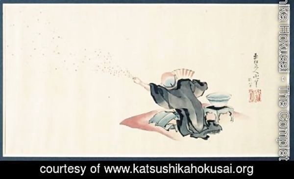 Katsushika Hokusai - Dessin L'Homme Aux Papillons