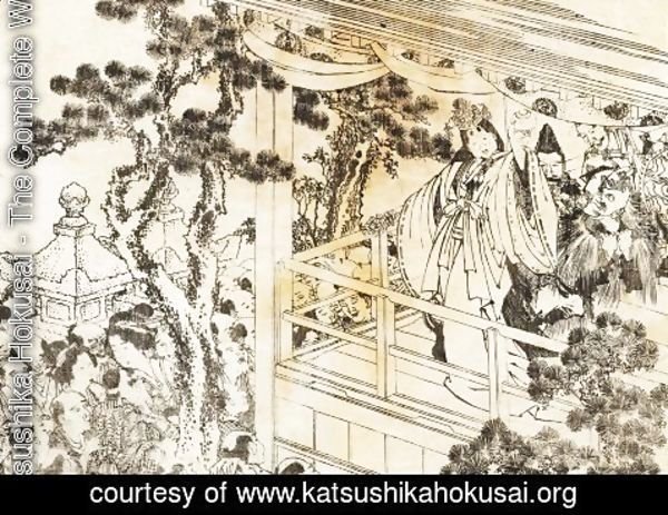 Katsushika Hokusai - A scene of a shinto shrine dance, kagura