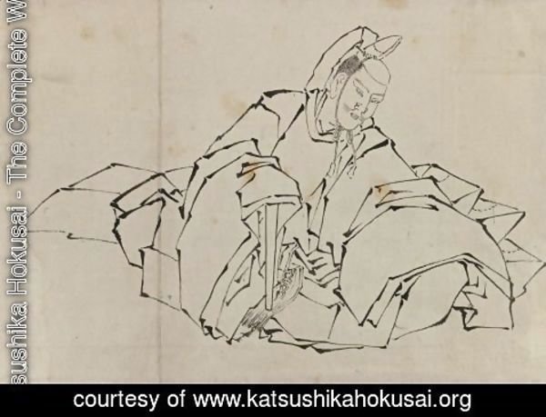 Katsushika Hokusai - Drawing of Seated Nobleman in Full Costume