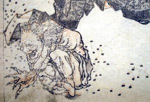 Katsushika Hokusai - Oni pelted by beans