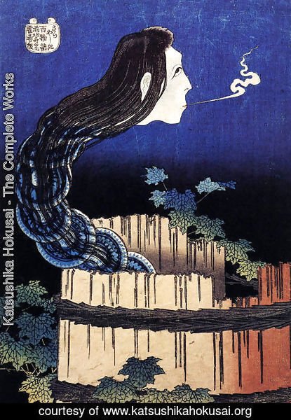Katsushika Hokusai - A woman ghost appeared from a well