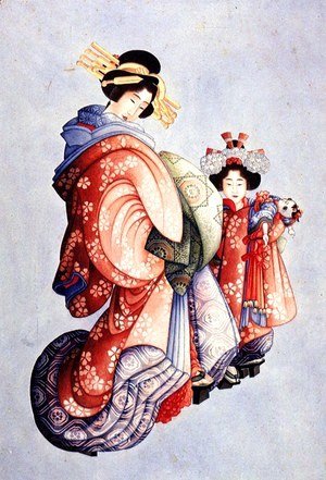 Katsushika Hokusai - Oiran and Kamuro