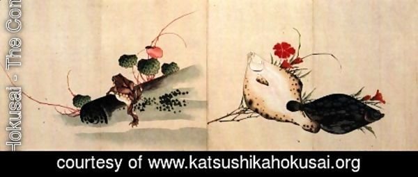Katsushika Hokusai - Flat fish and pink