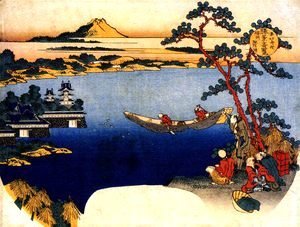 Katsushika Hokusai - View of lake Suwa