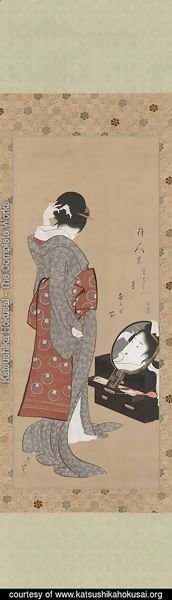 Katsushika Hokusai - Woman Looking at Herself in a Mirror