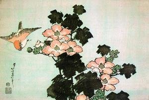 Katsushika Hokusai - Hibiscus and Sparrow