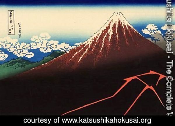 Katsushika Hokusai - Shower Below the Summit (Sanka hakuu)