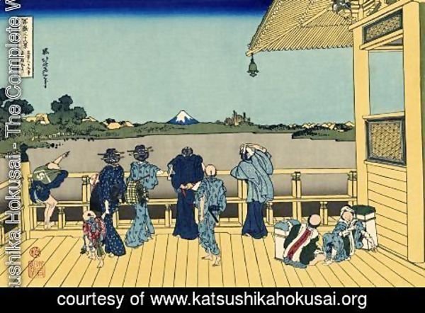 Katsushika Hokusai - Sazai Hall of the Temple of the Five-hundred Rakan (Gohyaku Rakanji Sazaido)
