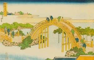 Katsushika Hokusai - Drum Bridge at Kameido Shrine (Kameido tenjin taikobashi)