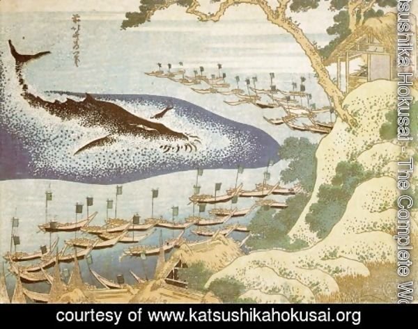 Katsushika Hokusai - Whalling off the Goto Islands (Goto kujira tsuki)